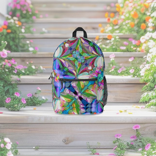 Dragonfly Wildblume Garden Abstrakt Bedruckter Rucksack (Von Creator hochgeladen)