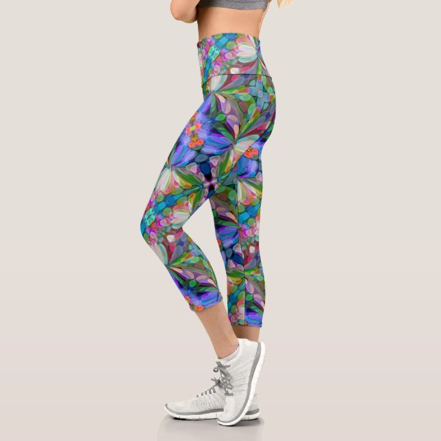 Dragonfly Wildblume Garden Abstrakt Capri Leggings (Links)