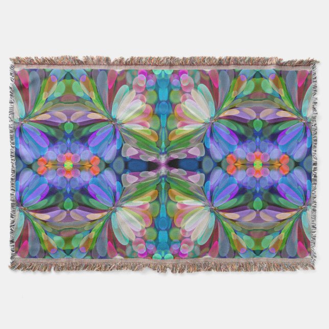 Dragonfly Wildblume Garden Abstrakt Decke (Vorderseite)