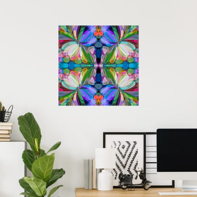 Dragonfly Wildblume Garden Abstrakt Poster (Heimbüro)