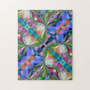 Dragonfly Wildblume Garden Abstrakt Puzzle