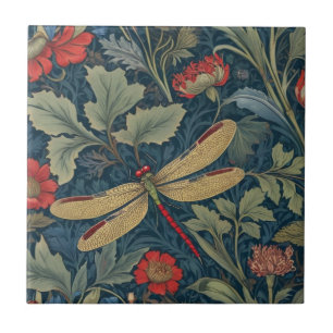 Dragonfly William Morris Stil Links Seite Vintag Fliese