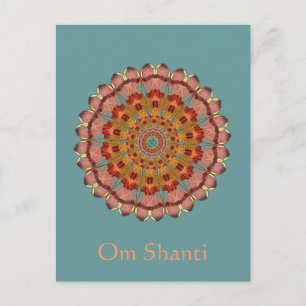 Dragonfly Wing Om Shanti Mandala Postcard Postkarte