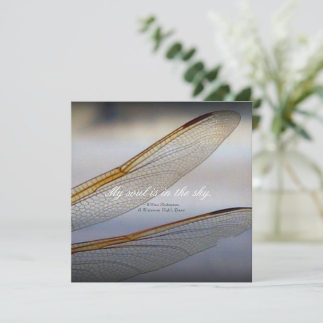 Dragonfly Wings Macro mit Shakespeare Zitat Karte (Stehend Vorderseite)