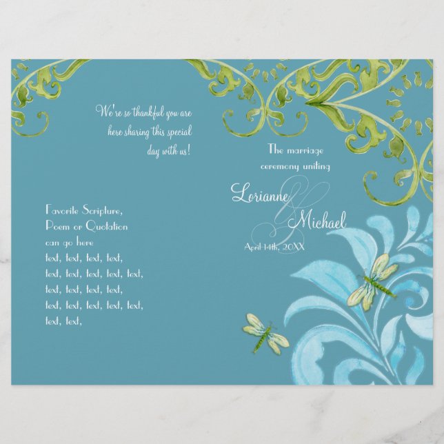 Dragonfly Wirbel Scroll Chic Modernes Blumenladen (Vorderseite)