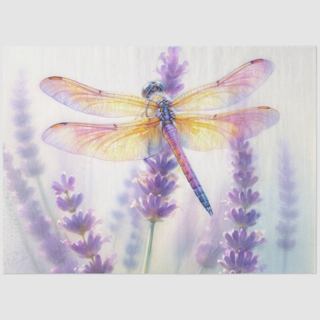 Dragonfly With Lavender Flowers  Seidenpapier (Vorderseite)