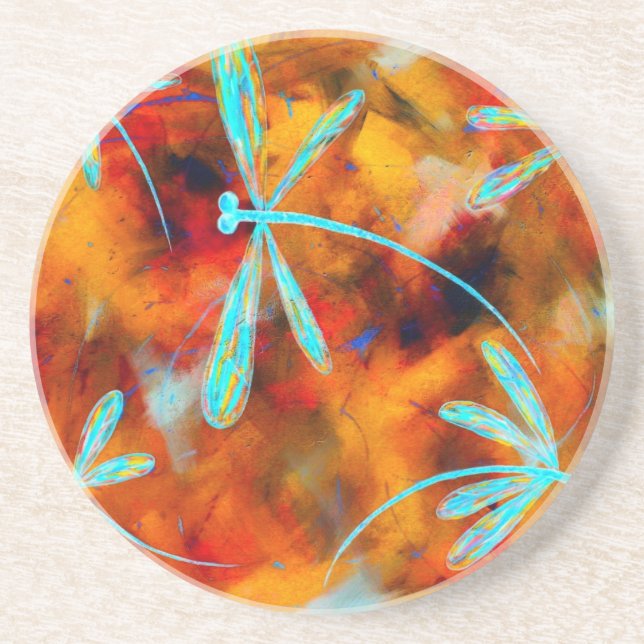 Dragonfly-Wüste Flit Sandstein Untersetzer (Vorne)