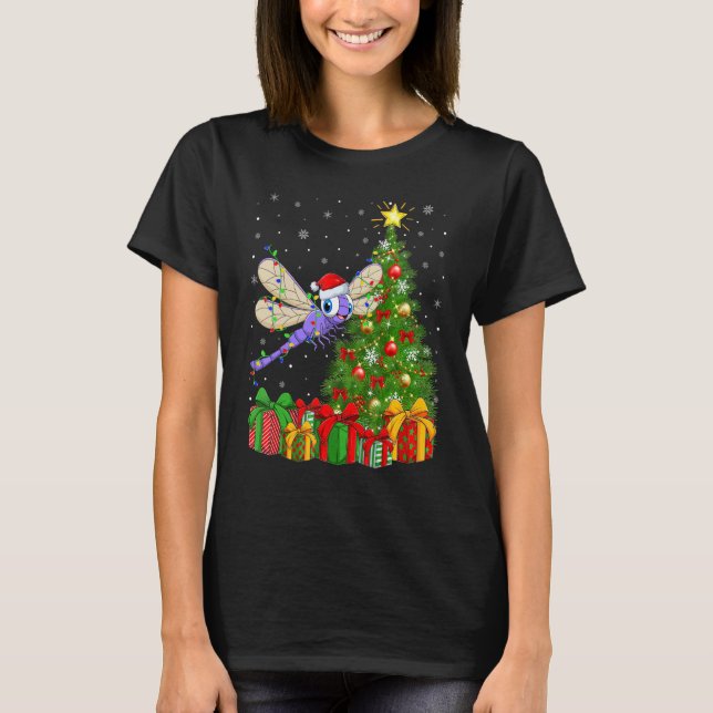 Dragonfly   Xmas Holiday Santa Dragonfly Christmas T-Shirt (Vorderseite)