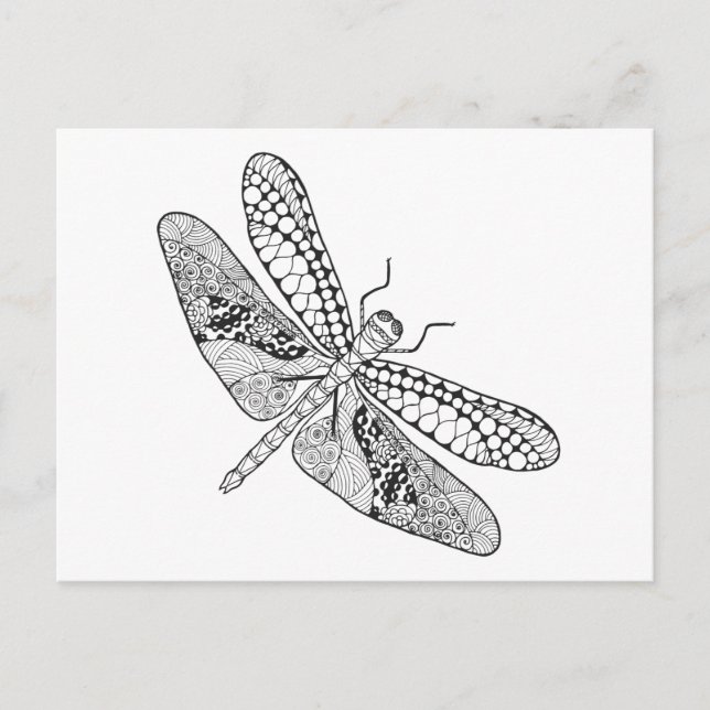Dragonfly Zendoodle Postkarte (Vorderseite)