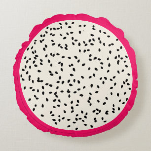 Dragonfruit / Dragon Fruit Stylized Fruit Slice Rundes Kissen