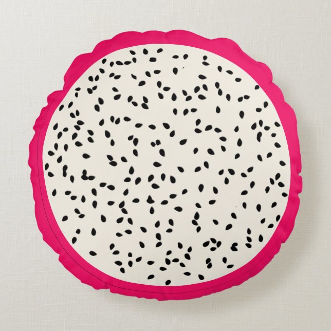 Dragonfruit / Dragon Fruit Stylized Fruit Slice Rundes Kissen (Vorderseite)