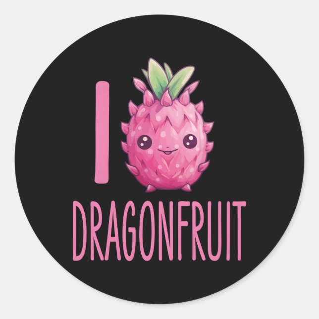 Dragonfruit Kawaii Food I Liebe Dragonfruit Runder Aufkleber (Vorderseite)