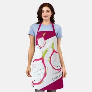Dragonfruit Pink White Lächelnd Cartoon Nahrung Schürze