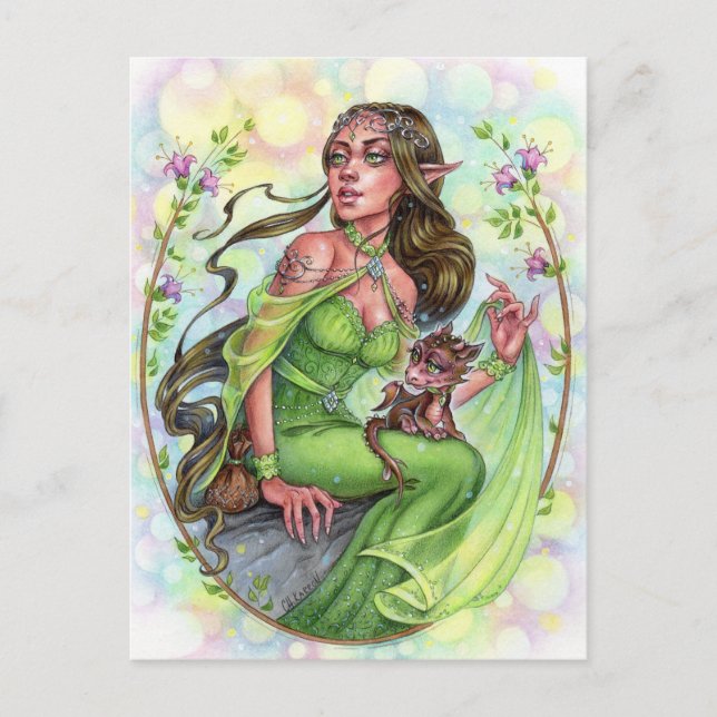 Dragoning Postcard Elves Fairytale Fantasy Postkarte (Vorderseite)