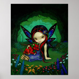 Dragonling Garden 1 Fantasy Dragon Fee Print Poster