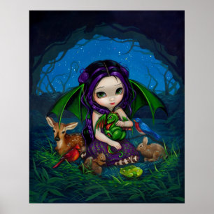 Dragonling Garden 3 Fantasy Fee Dragon Art Printin Poster