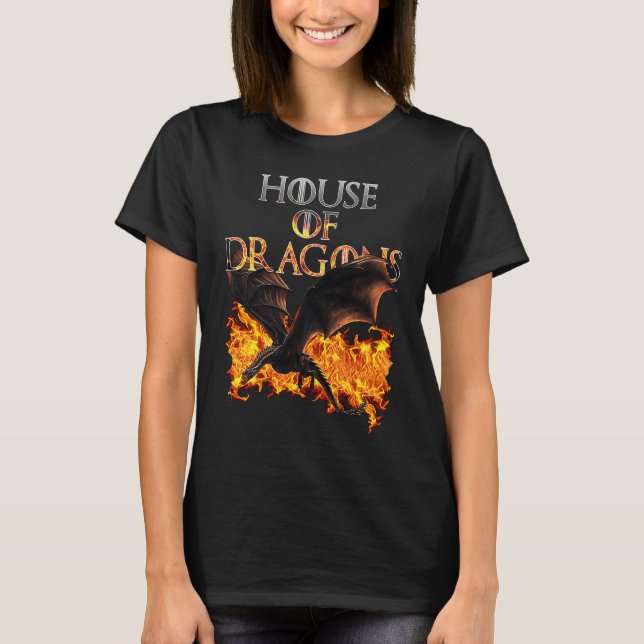 Dragons and Fire Cool Fantasy T-Shirt (Vorderseite)