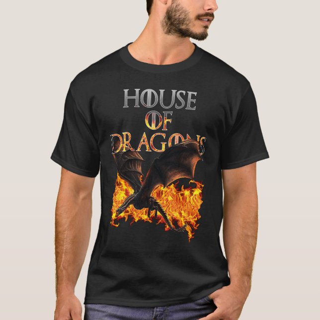 Dragons and Fire Cool Fantasy T-Shirt (Vorderseite)