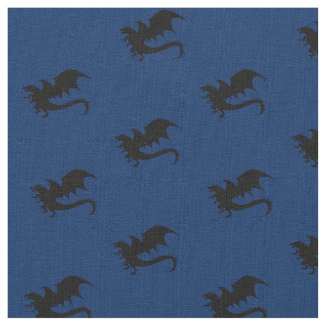 Dragons DND Silhouetten Blue Stoff (Nahaufnahme)