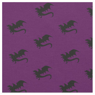 Dragons DND Silhouetten Lila Stoff