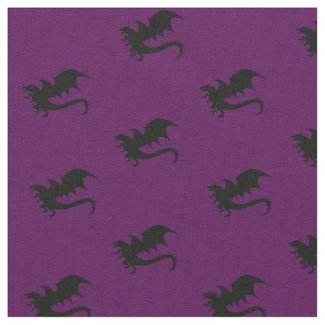Dragons DND Silhouetten Lila Stoff (Nahaufnahme)
