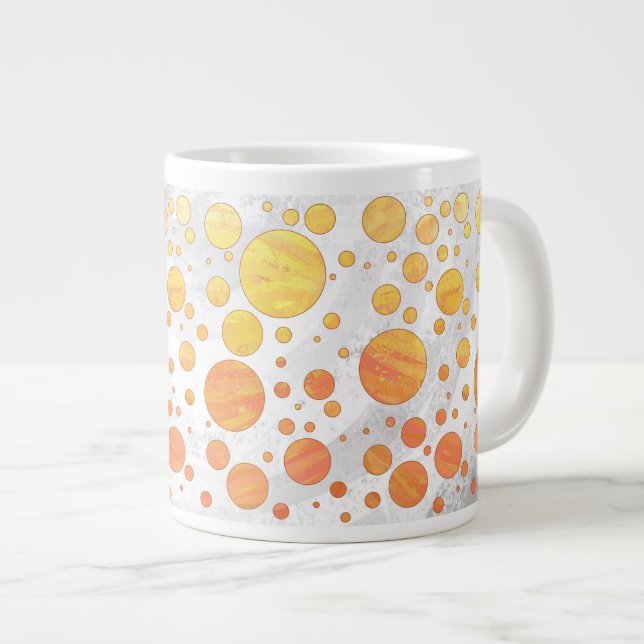 Dragons Eye Orange Polka Dot Pattern Jumbo-Tasse (Vorderseite Rechts)