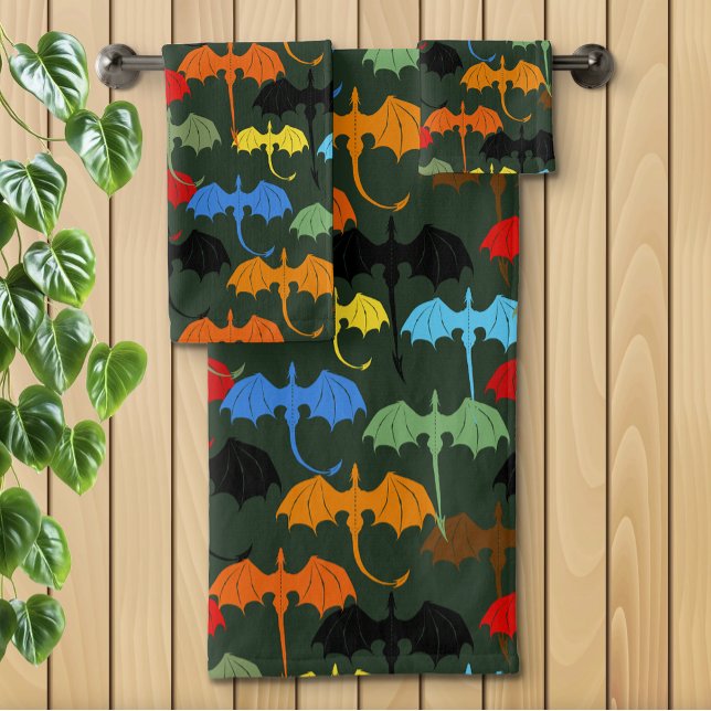 Dragons Green Flight Fantasy Badhandtuch Set (Von Creator hochgeladen)