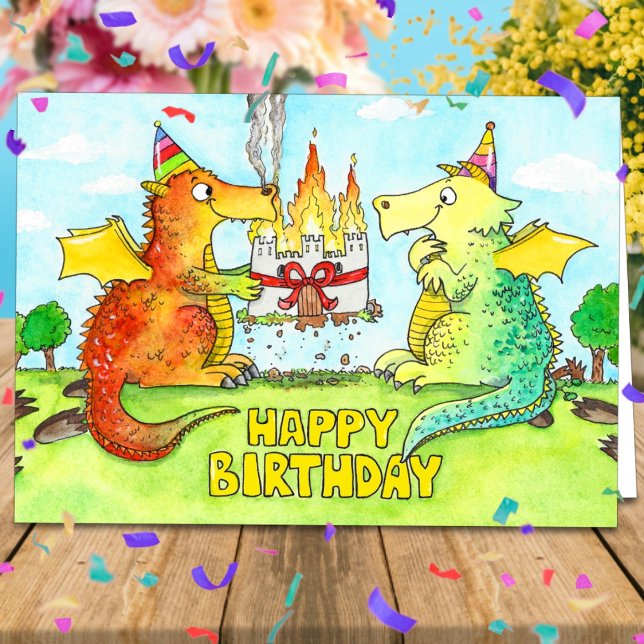 Dragons Happy Birthday Grußkarte von N. Janes Karte (Von Creator hochgeladen)