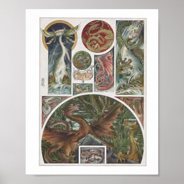 Dragons Illustration - von Anton Seder Poster (Vorne)