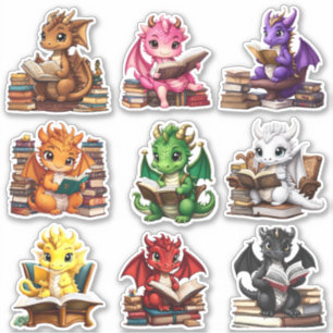 Dragons lesen Stickers Aufkleber