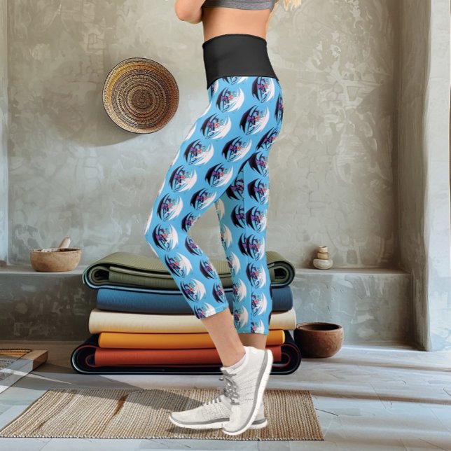 Dragons Liebe Heart Blue Capri Leggings (Von Creator hochgeladen)