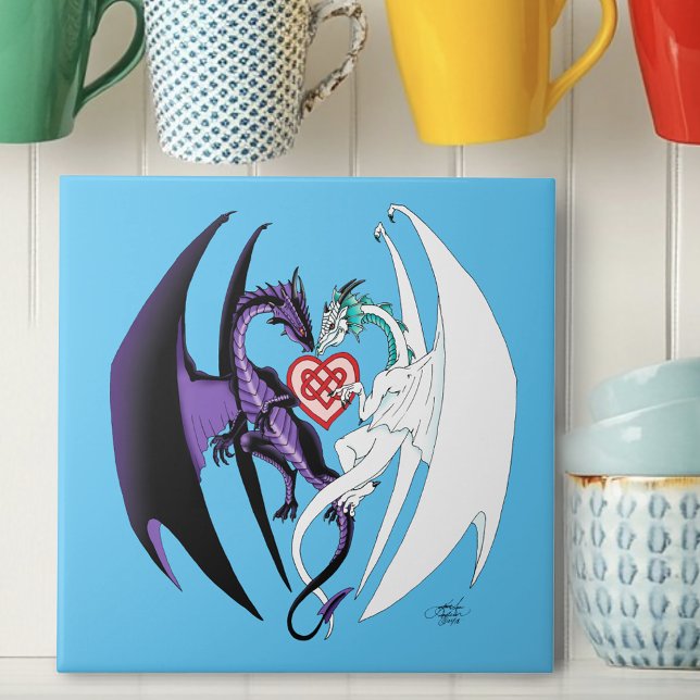 Dragons Liebe Heart Blue Fliese (Von Creator hochgeladen)