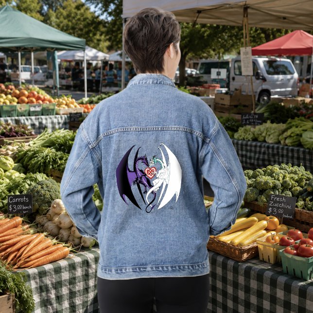 Dragons Liebe Heart Blue Jeansjacke (Von Creator hochgeladen)