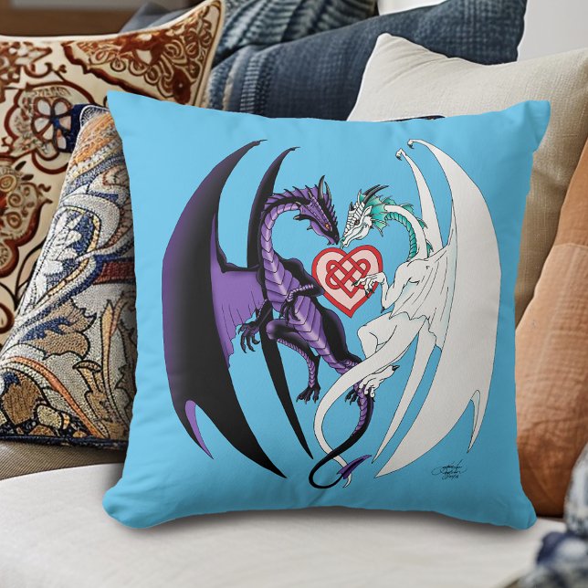 Dragons Liebe Heart Blue Kissen (Von Creator hochgeladen)