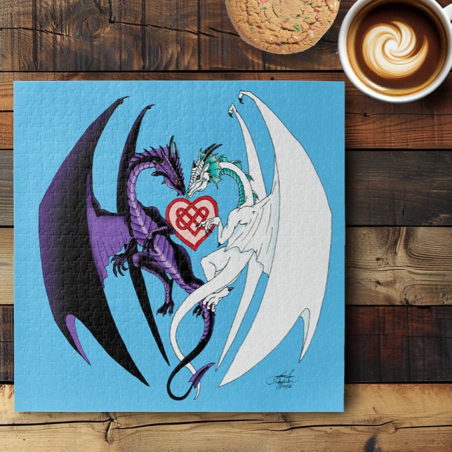 Dragons Liebe Heart Blue Puzzle (Von Creator hochgeladen)