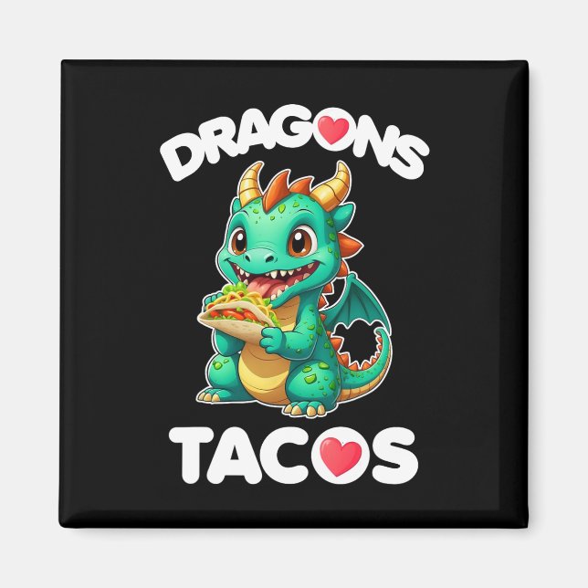 Dragons Liebe Tacos Niedlich Cinco De Mayo Mexiko  Magnet (Vorne)
