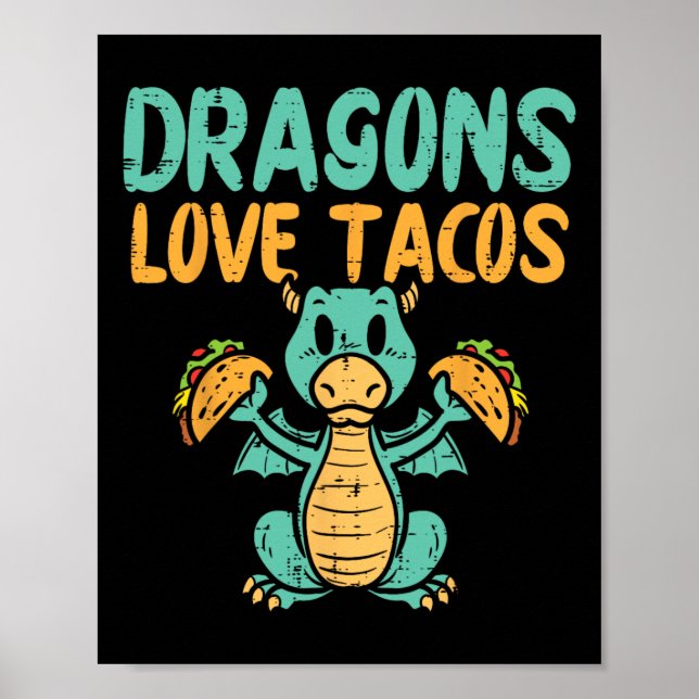 Dragons Liebe Tacos Niedlich Cinco De Mayo Mexiko  Poster (Vorne)
