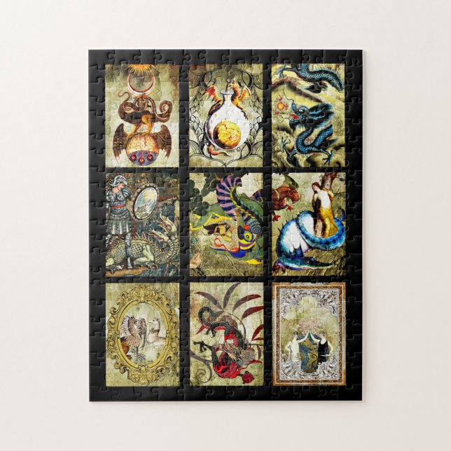 Dragons Maiden Knights Fantasy Märchen Puzzle (Vertikal)