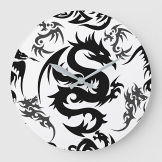 Dragons outline pattern 05.b.DOLP01 Große Wanduhr