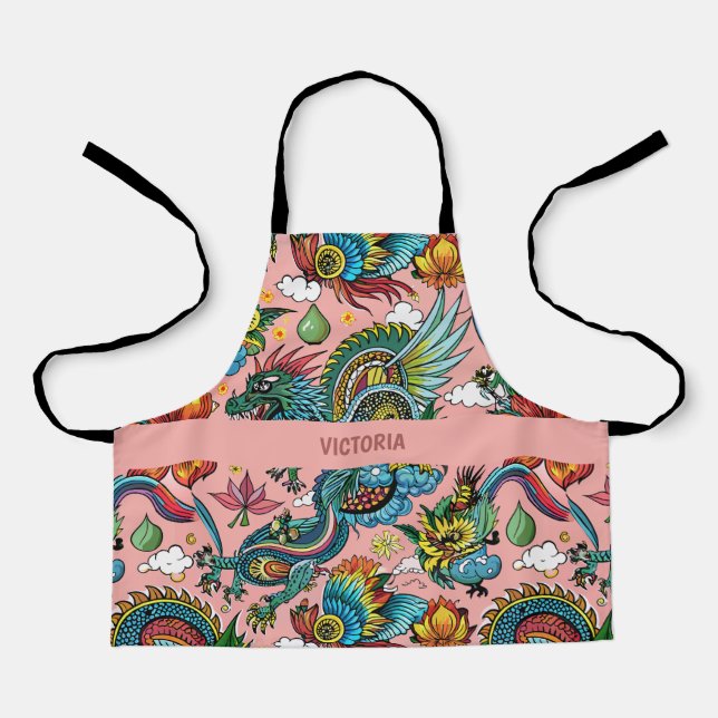 Dragons Rainbow Custom Pattern Schürze (Vorderseite)