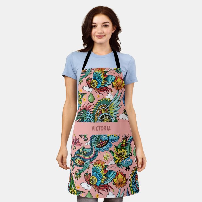 Dragons Rainbow Custom Pattern Schürze (Getragen)