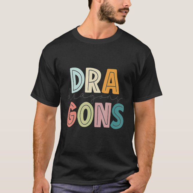 Dragons School Sports Fan Team Spirit Mascot T-Shirt (Vorderseite)