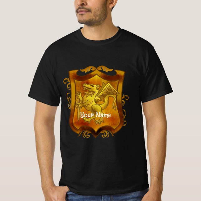 Dragons Shield  Family Crest Surname  T-Shirt (Vorderseite)