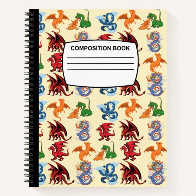 Dragons Spiralkomposition Notebook Notizbuch (Vorderseite)
