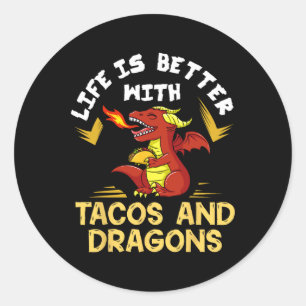 Dragons Tacos Women Men Kinder Mexikanische Liebe Runder Aufkleber