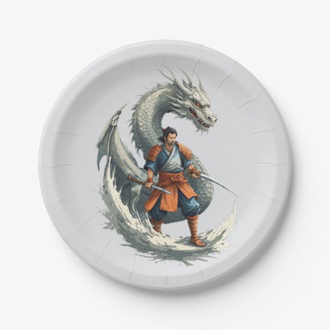 Dragon's Wrath: Das Samurai-Erwachen / Vintage Kun Pappteller (Vorderseite)