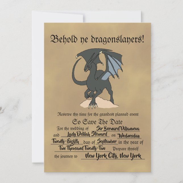 Dragonslayer-Rollen Save The Date (Vorderseite)