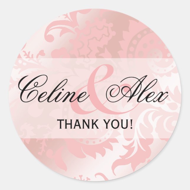 Dragontail Paisley Metallic Gevor | rosa Runder Aufkleber (Vorderseite)