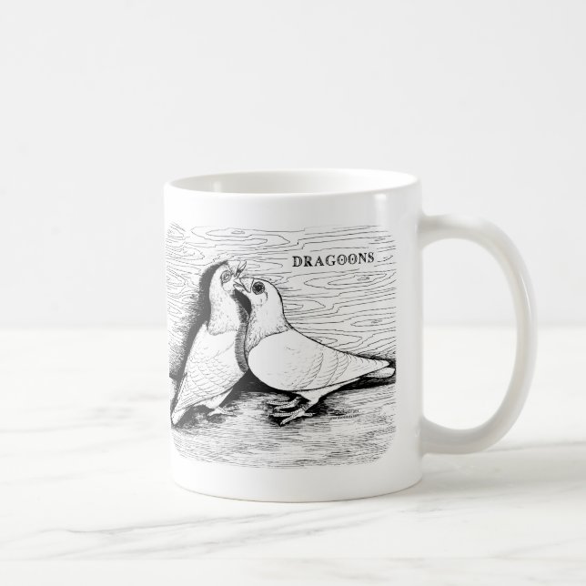 Dragoon Tauben Weißes Paar Tasse (Rechts)