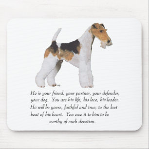 Draht Fox Terrier Gedenken / Widmung MÄNNLICH Mousepad